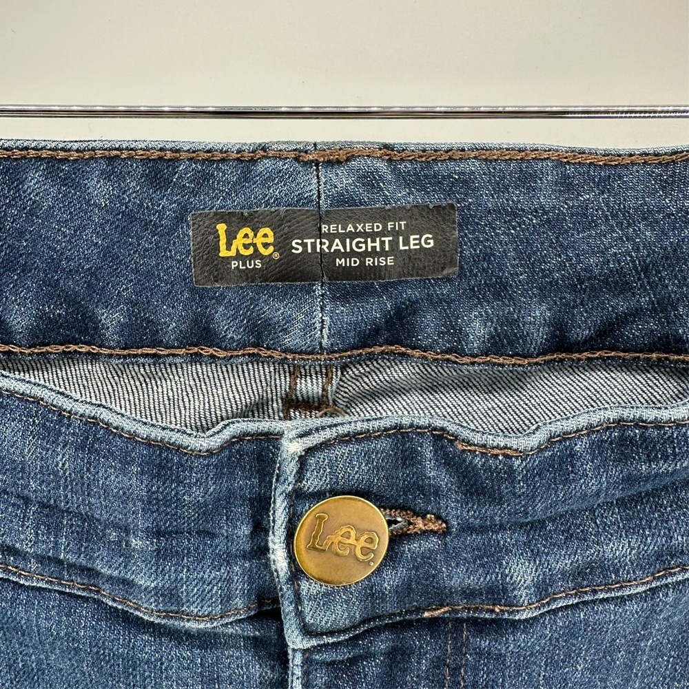 Lee Jeans Womens 18W Long Blue Denim Relaxed Fit Straight Leg Mid Rise Stretch - Picture 5 of 10